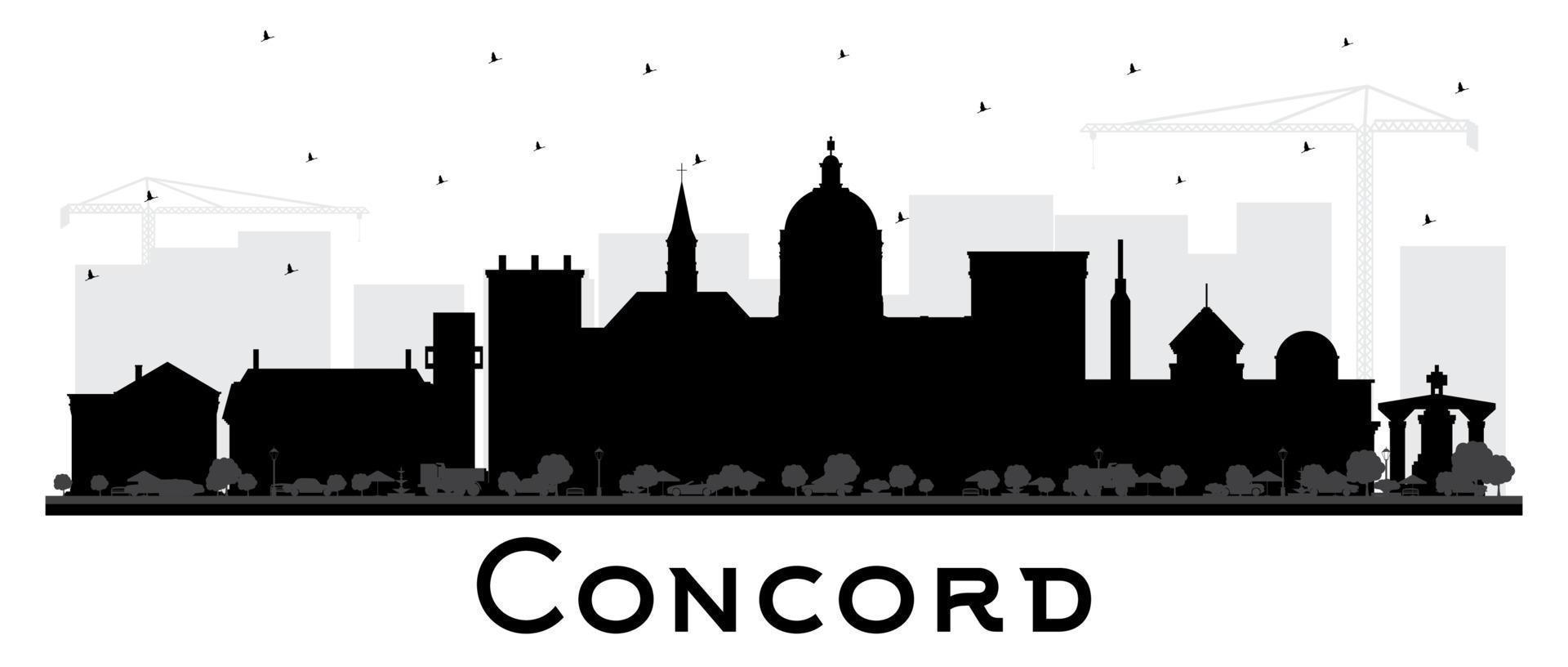 silueta del horizonte de la ciudad de concord new hampshire con edificios negros aislados en blanco. vector