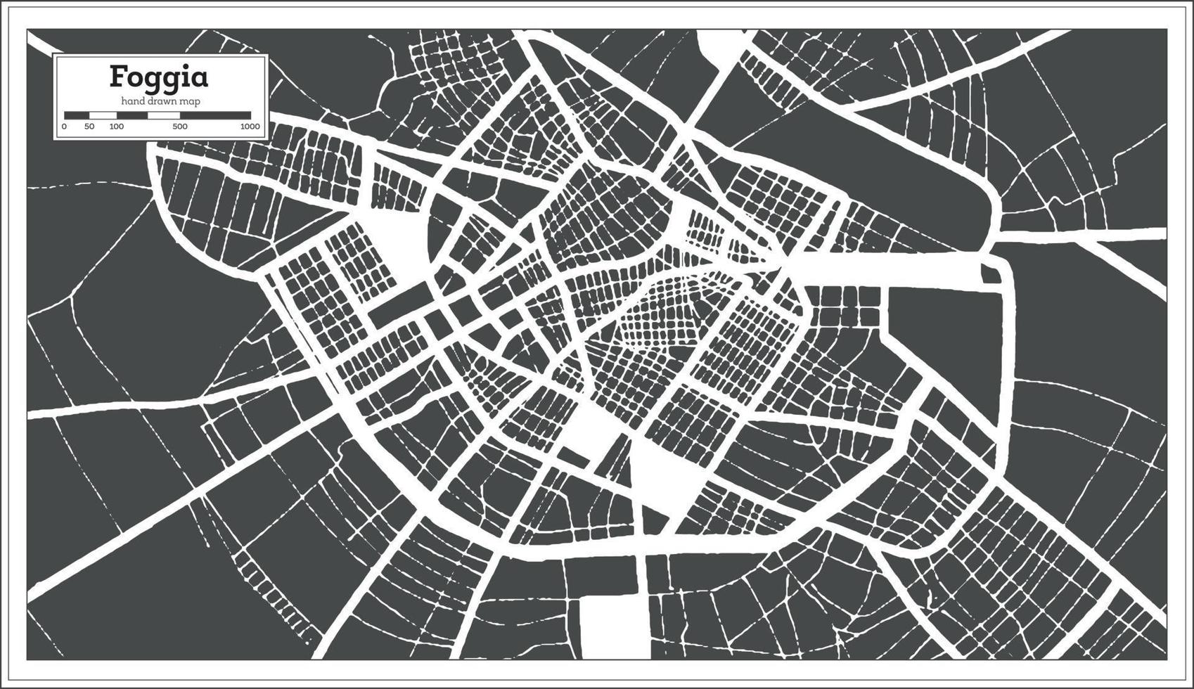 Foggia Italy City Map in Black and White Color in Retro Style. Outline Map. vector