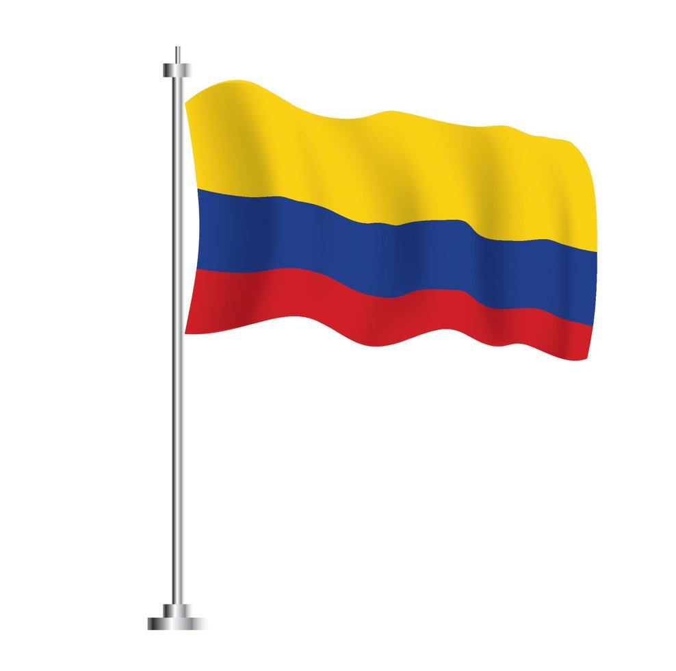 Colombia Flag. Isolated Wave Flag of Colombia Country. vector