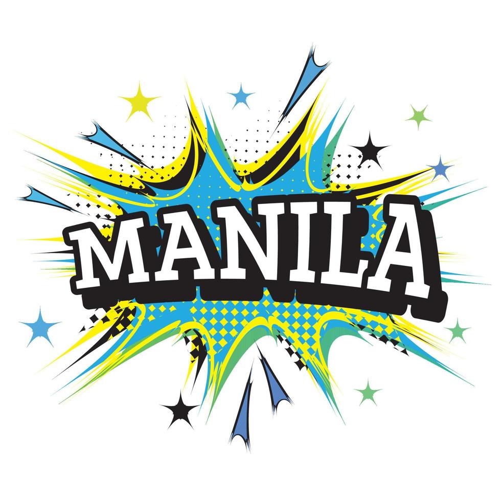 Manila Philippines Comic Text in Pop Art Style. vector