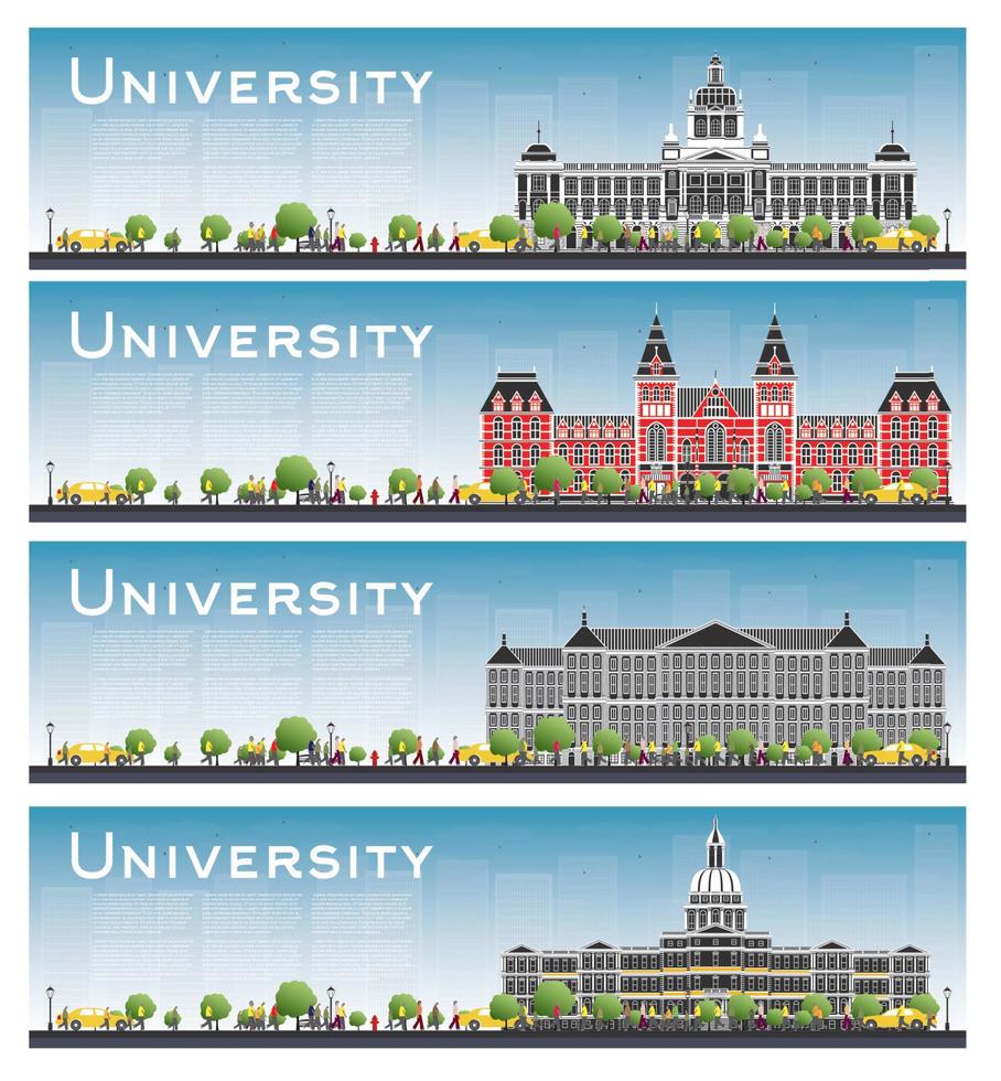 Set of University Campus Study Banners. vector