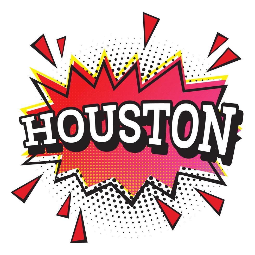 texto cómico de houston en estilo pop art aislado sobre fondo blanco. vector