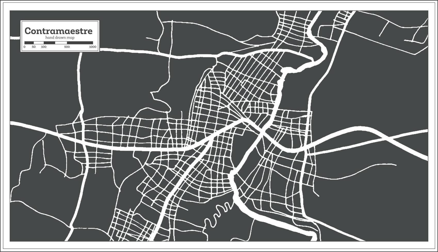 Contramaestre Cuba City Map in Retro Style. Outline Map. vector