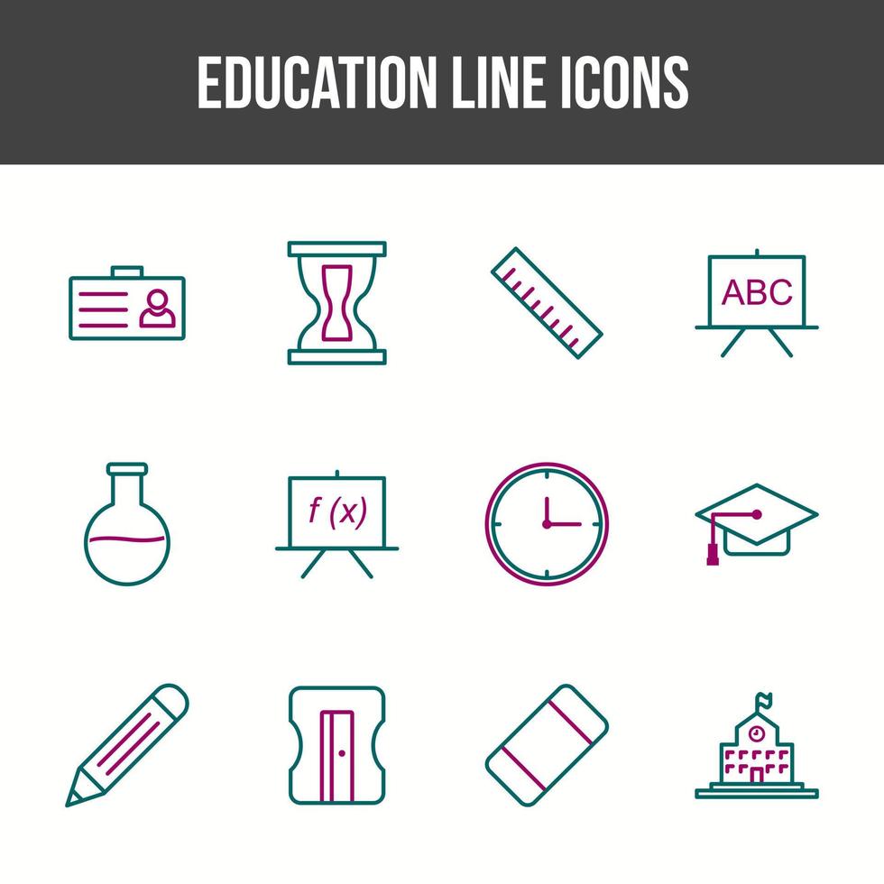 Unique Education Line icon set vector