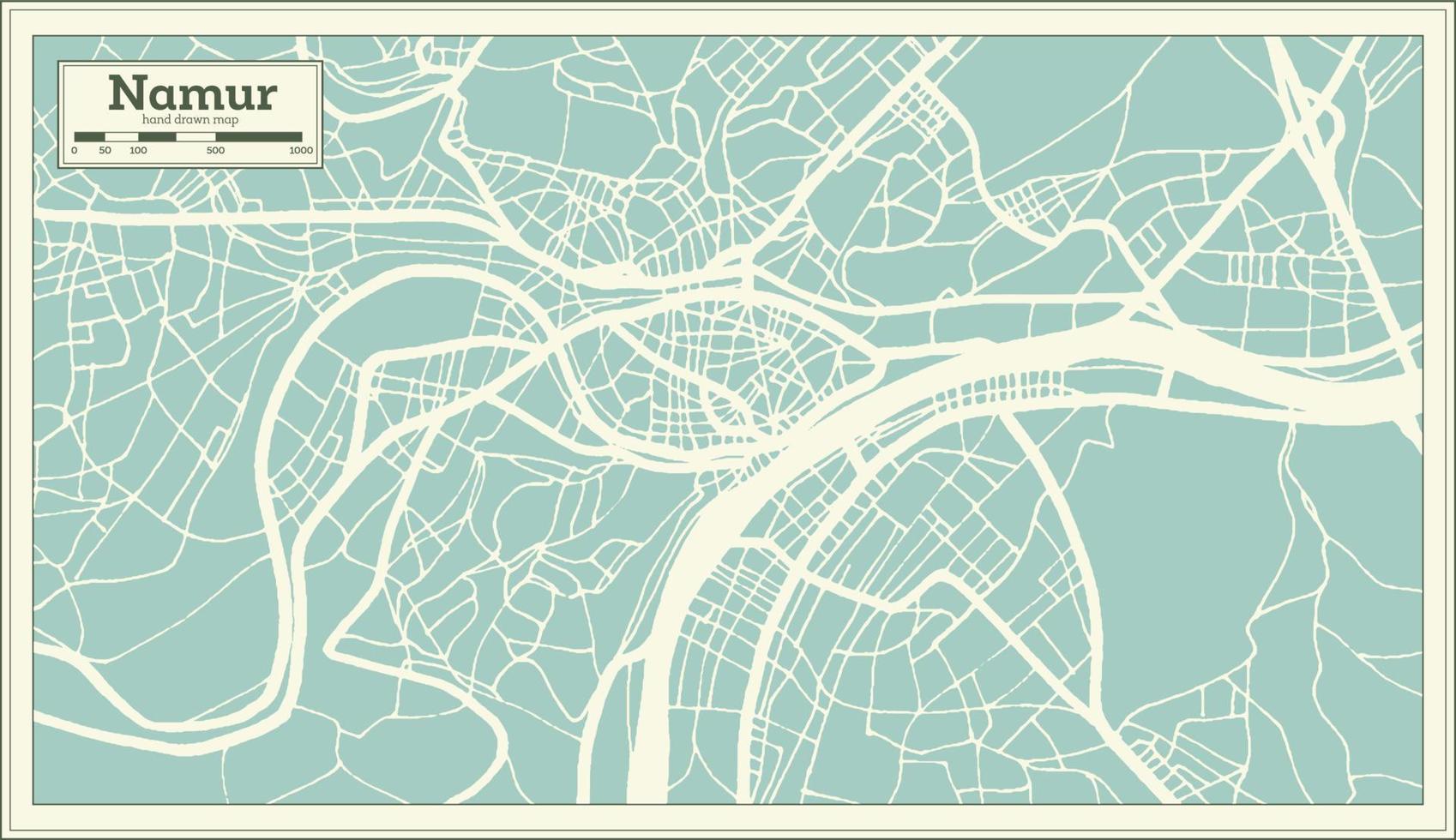 Namur City Map in Retro Style. Outline Map. vector