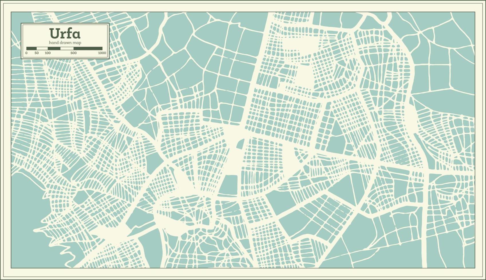 mapa de la ciudad de urfa turquía en estilo retro. esquema del mapa. vector