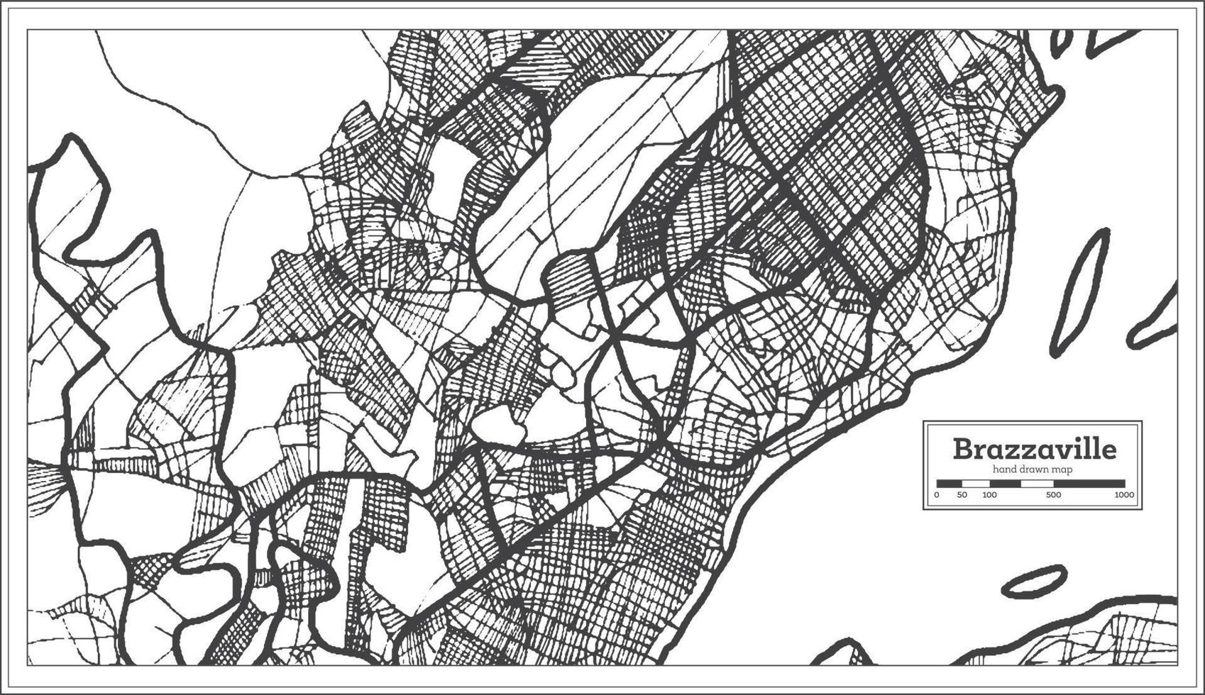 mapa de la ciudad de brazzaville congo en estilo retro. esquema del mapa. vector