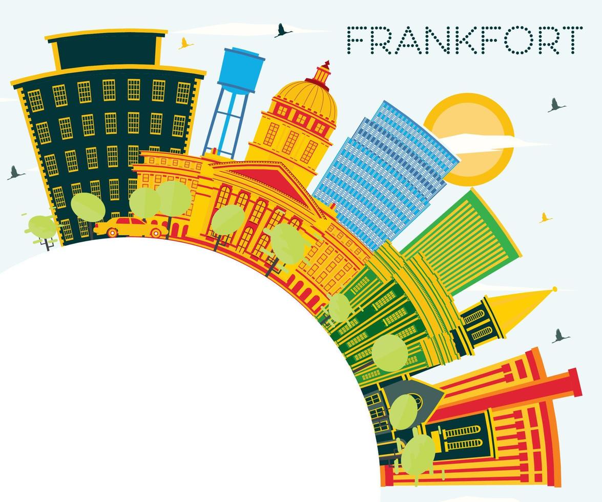 Frankfort Kentucky USA City Skyline with Color Buildings, Blue Sky and Copy Space. vector