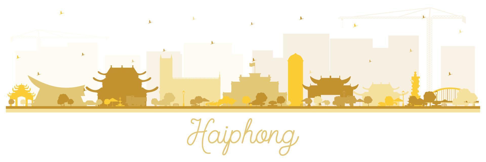 silueta del horizonte de la ciudad de haiphong vietnam con edificios dorados aislados en blanco. vector