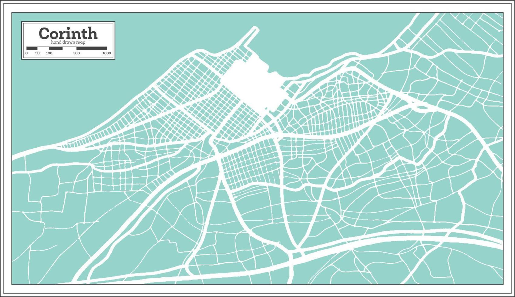 Corinth Greece City Map in Retro Style. Outline Map. vector