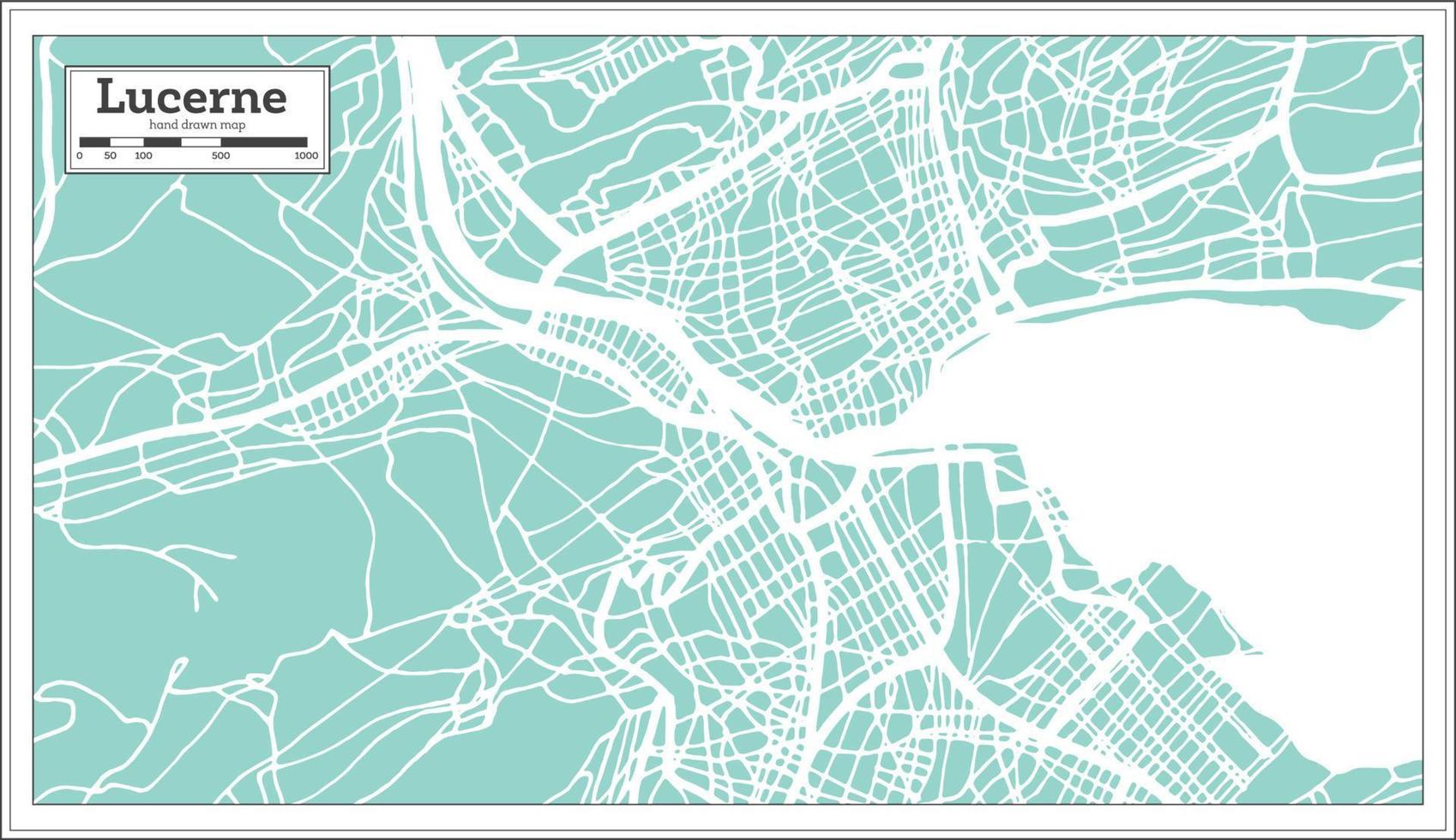 mapa de la ciudad de lucerna suiza en estilo retro. esquema del mapa. vector