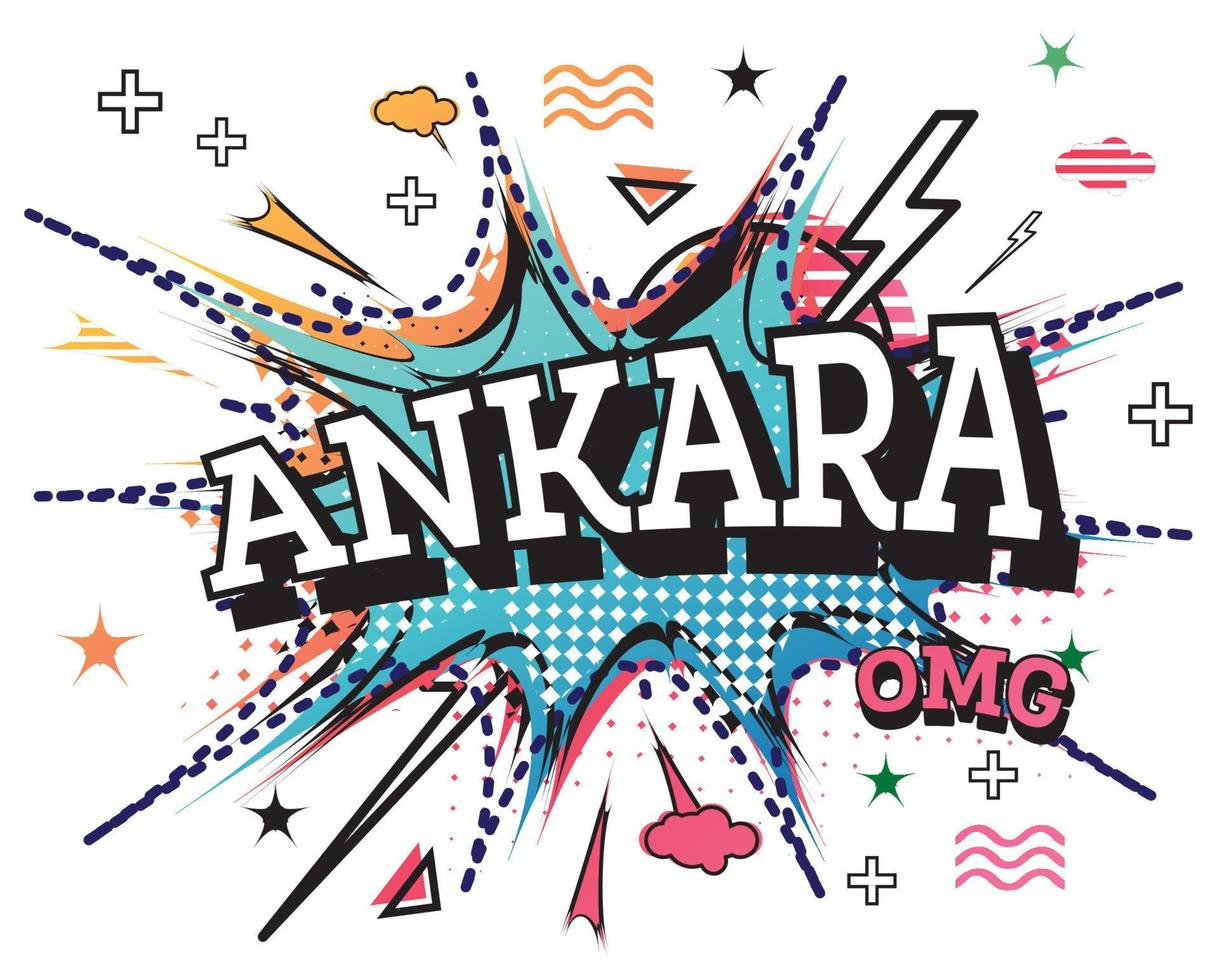 Ankara Comic Text in Pop Art Style Isolated on White Background. vector