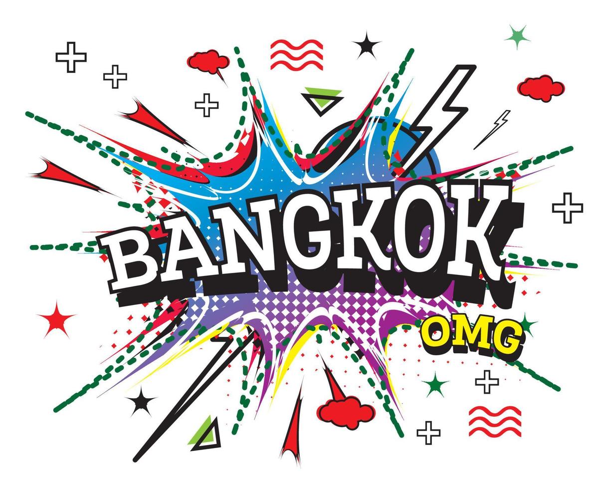 texto cómico de bangkok en estilo pop art aislado sobre fondo blanco. vector