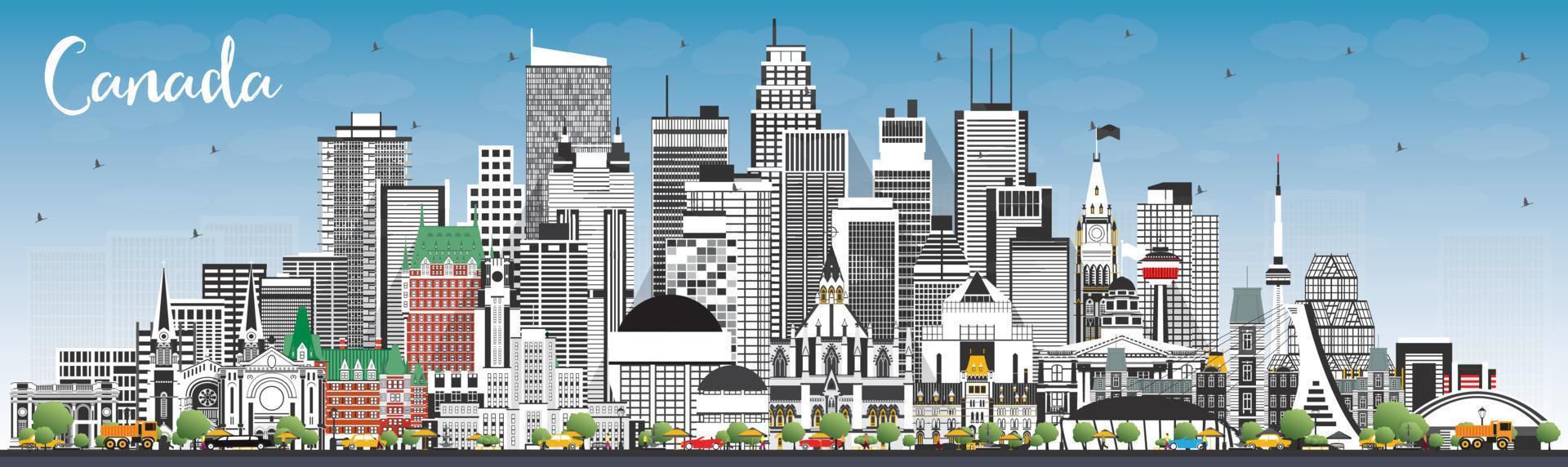 Canada City Skyline with Gray Buildings and Blue Sky. vector