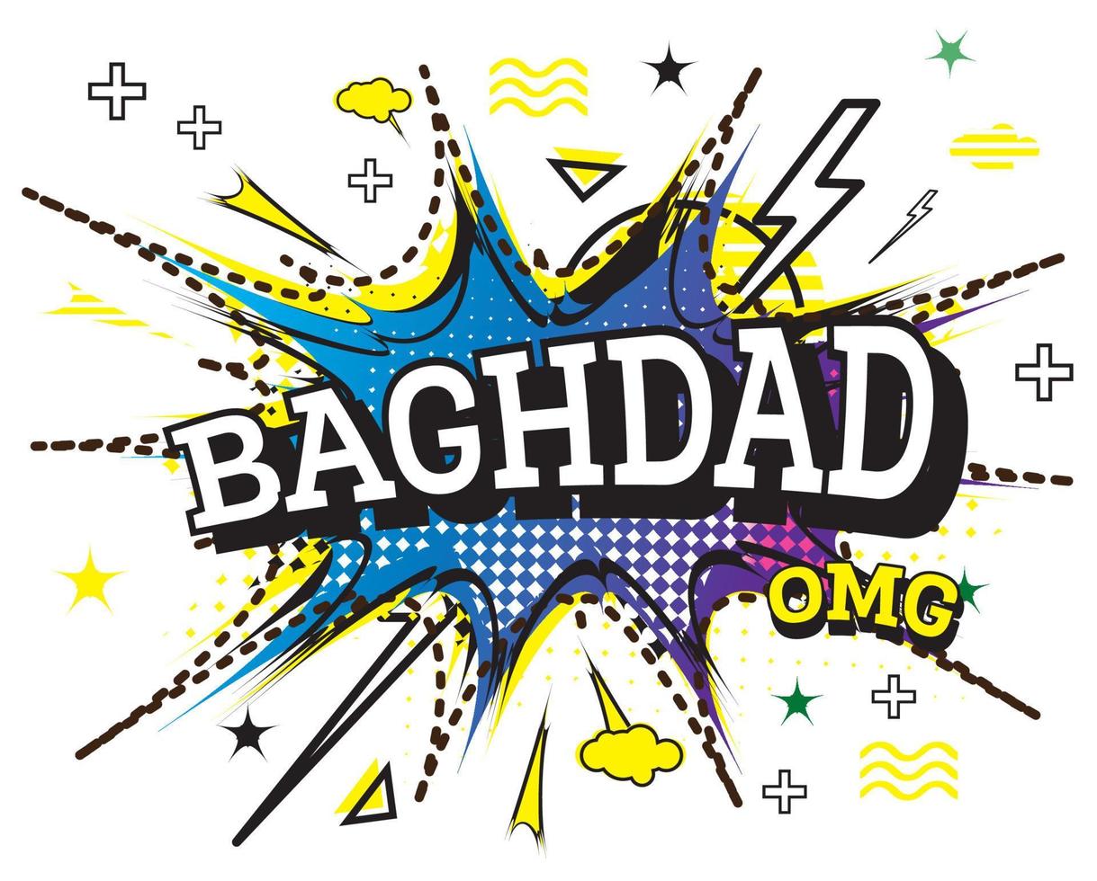 Baghdad Comic Text in Pop Art Style Isolated on White Background. vector
