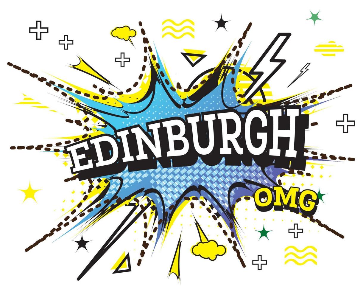 Edinburgh Comic Text in Pop Art Style Isolated on White Background. vector