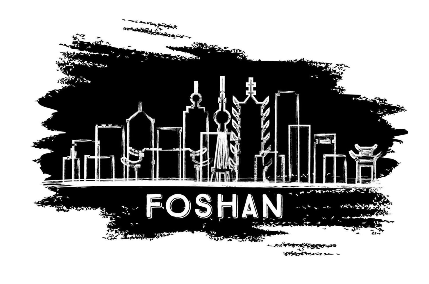 Foshan China City Skyline Silhouette. Hand Drawn Sketch. vector