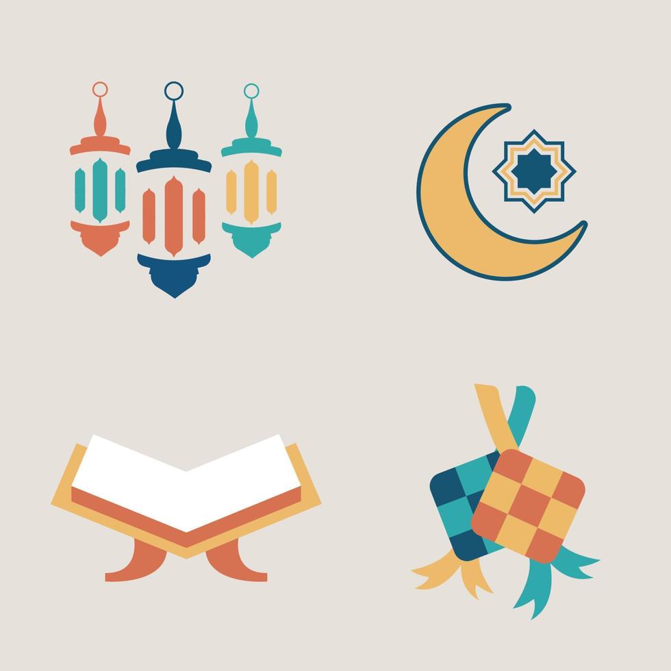 simple and colorful ramadan icon vector