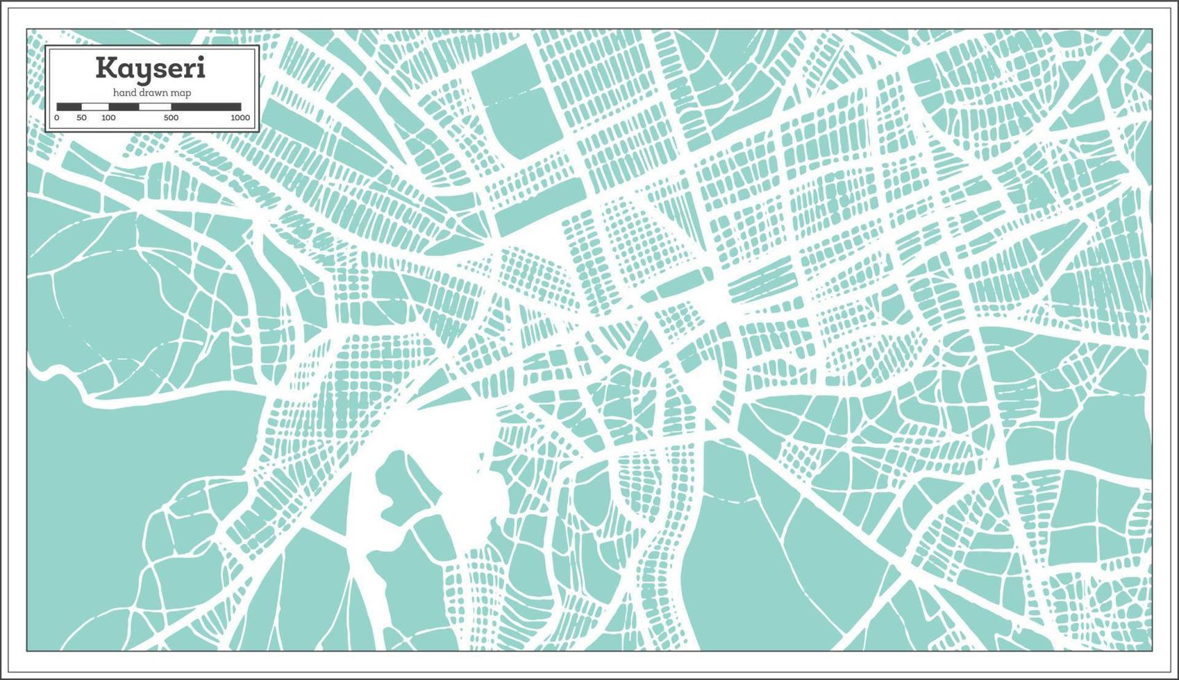 Kayseri Turkey City Map in Retro Style. Outline Map. vector