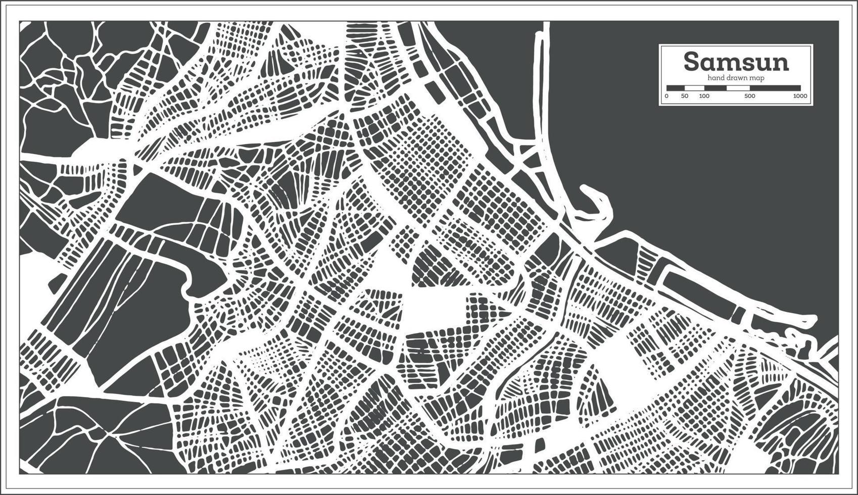 Samsun Turkey City Map in Retro Style. Outline Map. vector