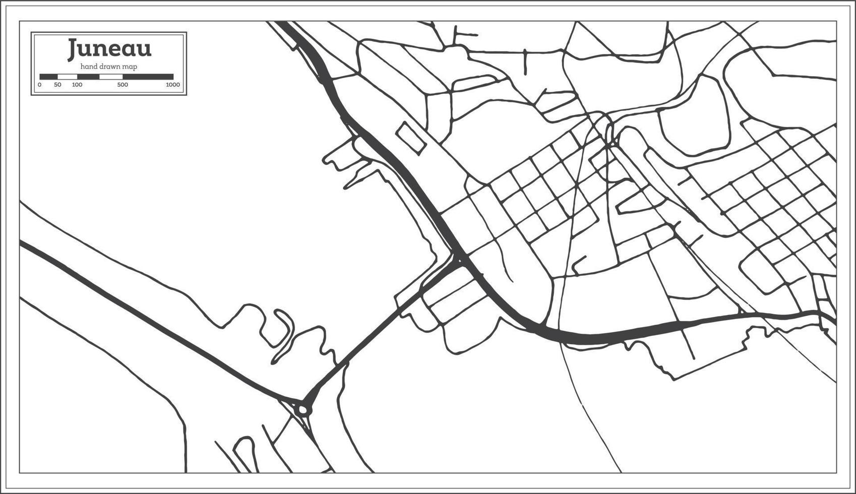 Juneau USA City Map in Retro Style. Outline Map. vector