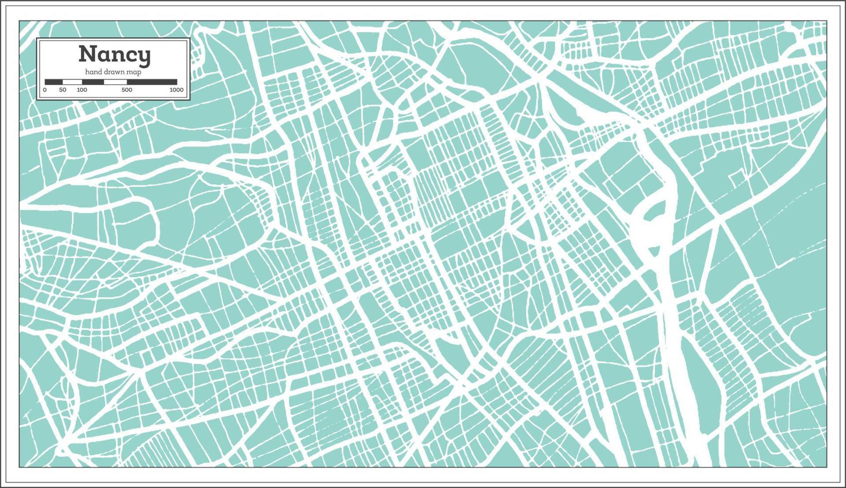 mapa de la ciudad de nancy francia en estilo retro. esquema del mapa. ilustración vectorial vector