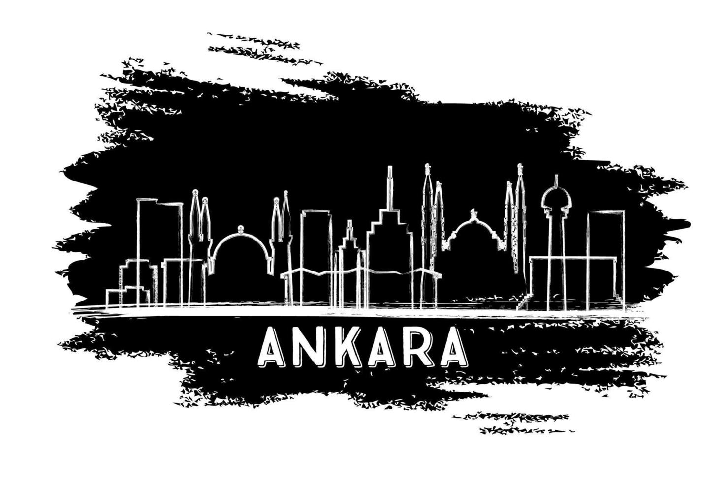 Ankara Turkey City Skyline Silhouette. Hand Drawn Sketch. vector