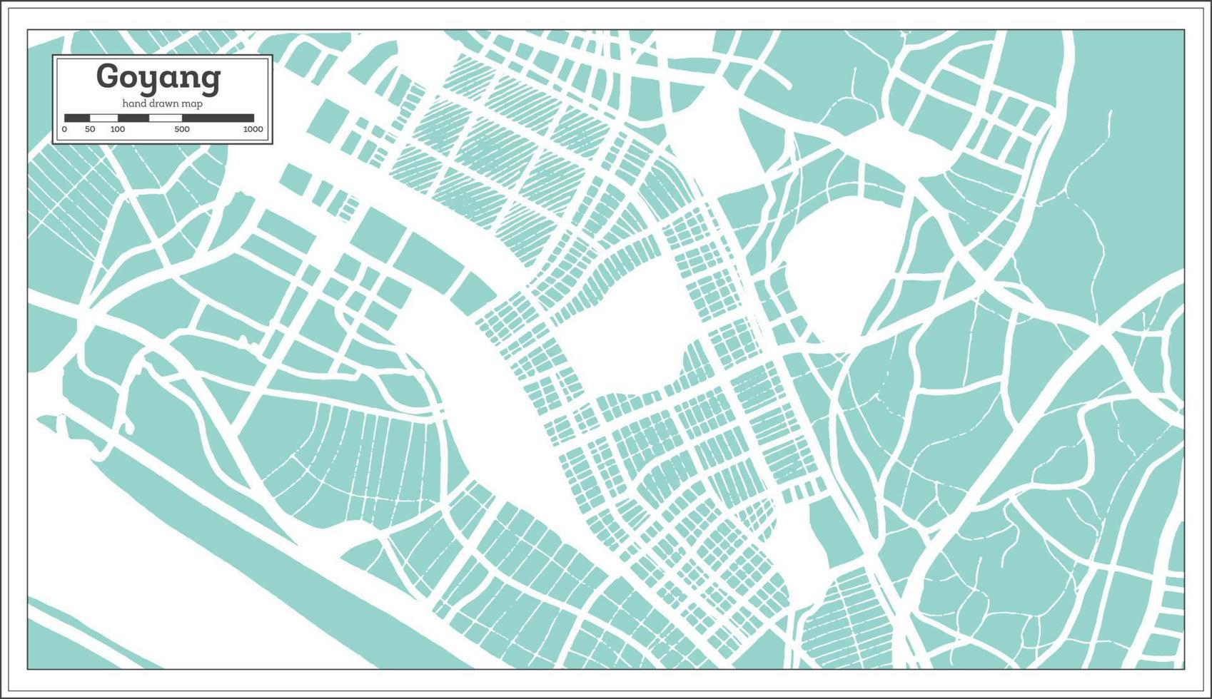 Goyang South Korea City Map in Retro Style. Outline Map. vector