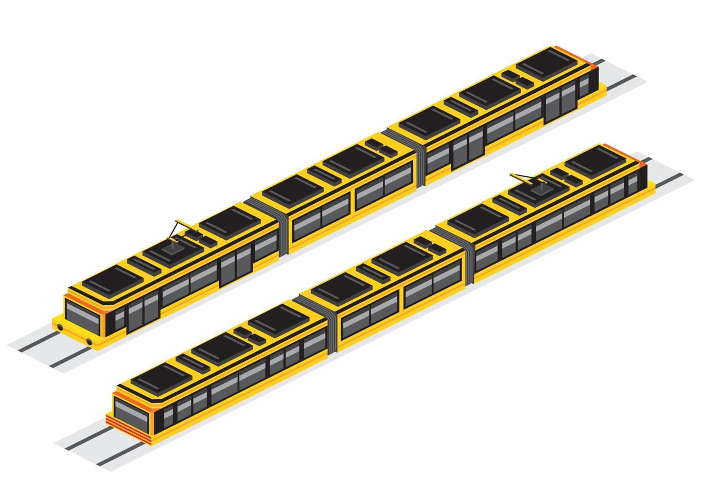 Isometric Tram Isolated on White. Vector Illustration. Railway Electric Train.