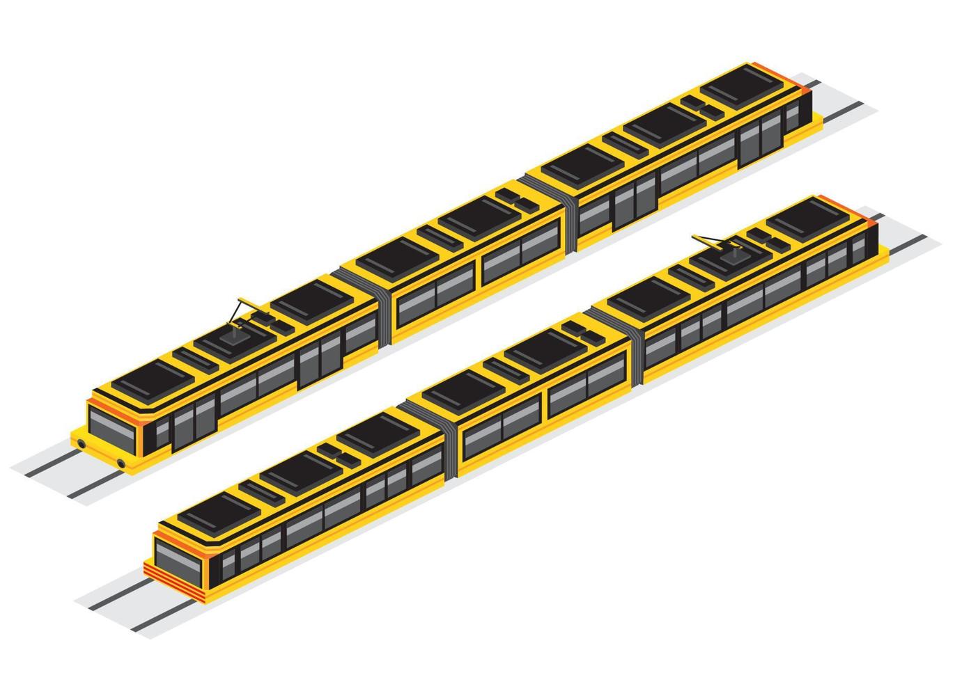 tranvía isométrico aislado en blanco. ilustración vectorial tren eléctrico ferroviario. vector