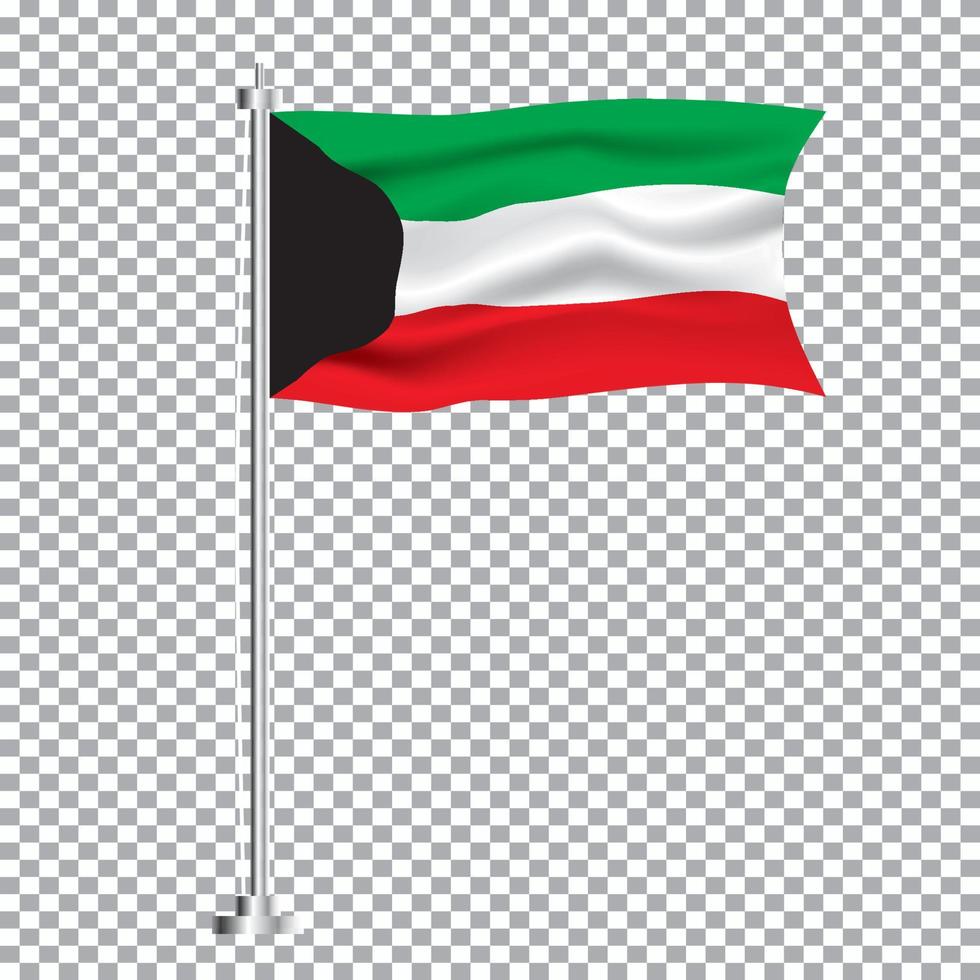 bandera ondeante textil de kuwait sobre fondo transparente. vector