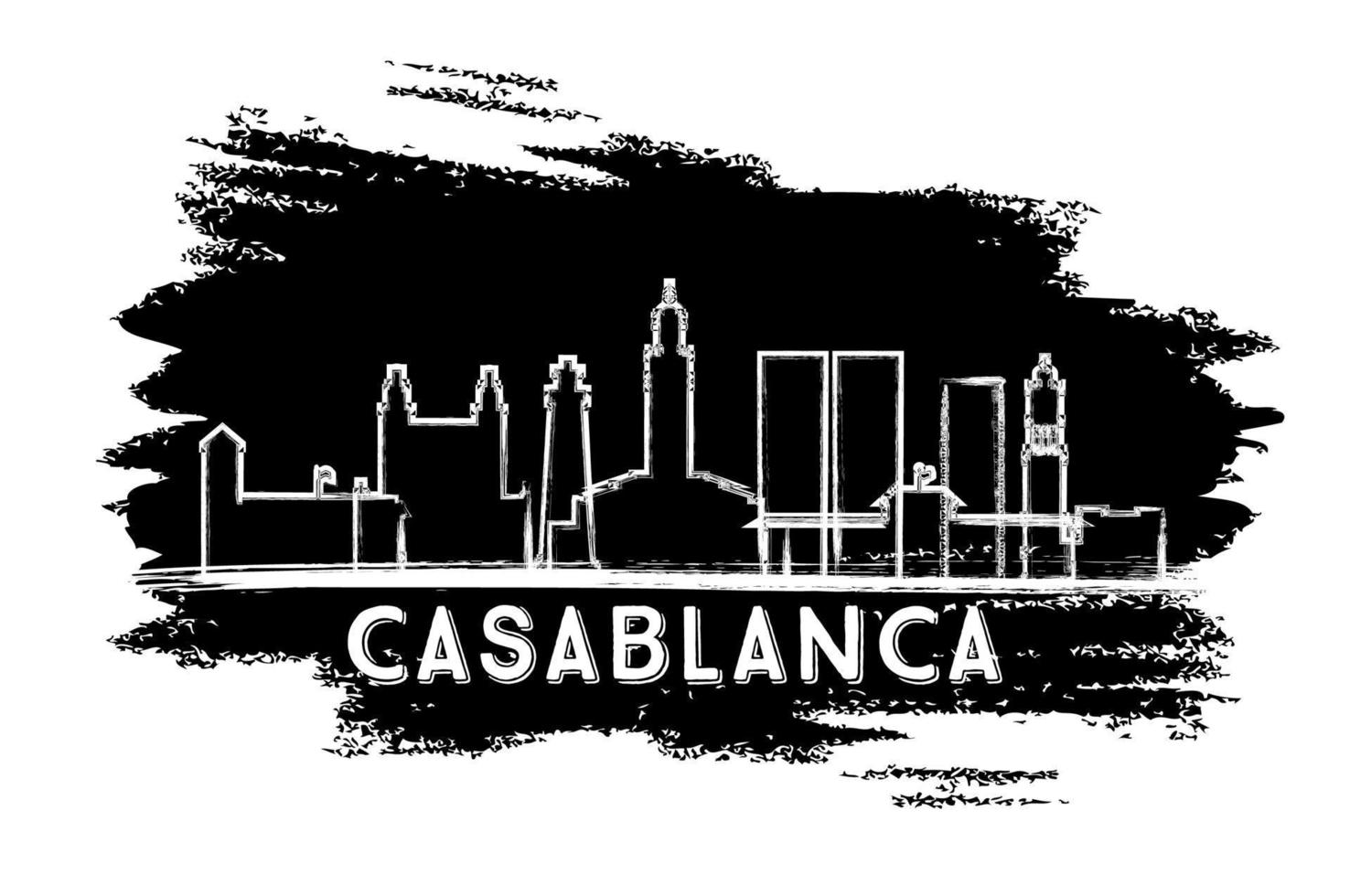 Casablanca Morocco City Skyline Silhouette. Hand Drawn Sketch. vector