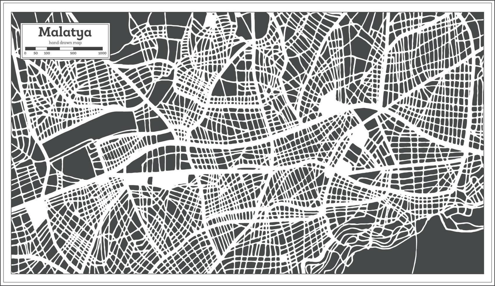 mapa de la ciudad de malatya turquía en estilo retro. esquema del mapa. vector