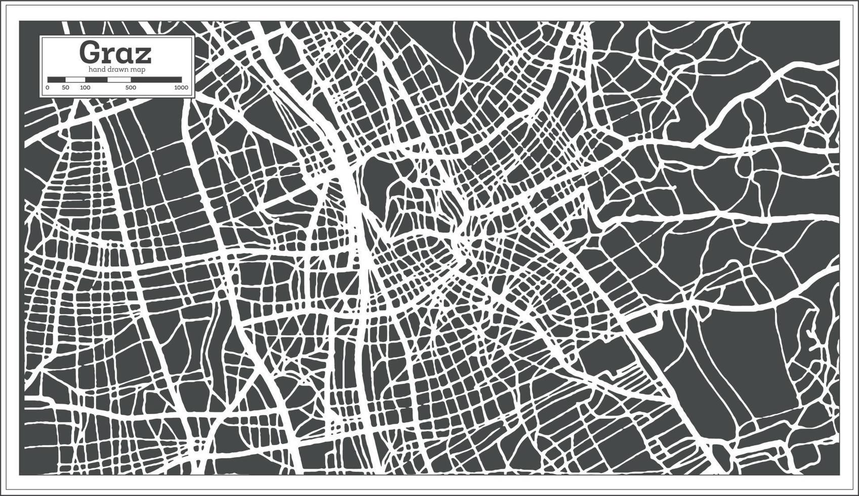 Graz Austria City Map in Retro Style. Outline Map. vector