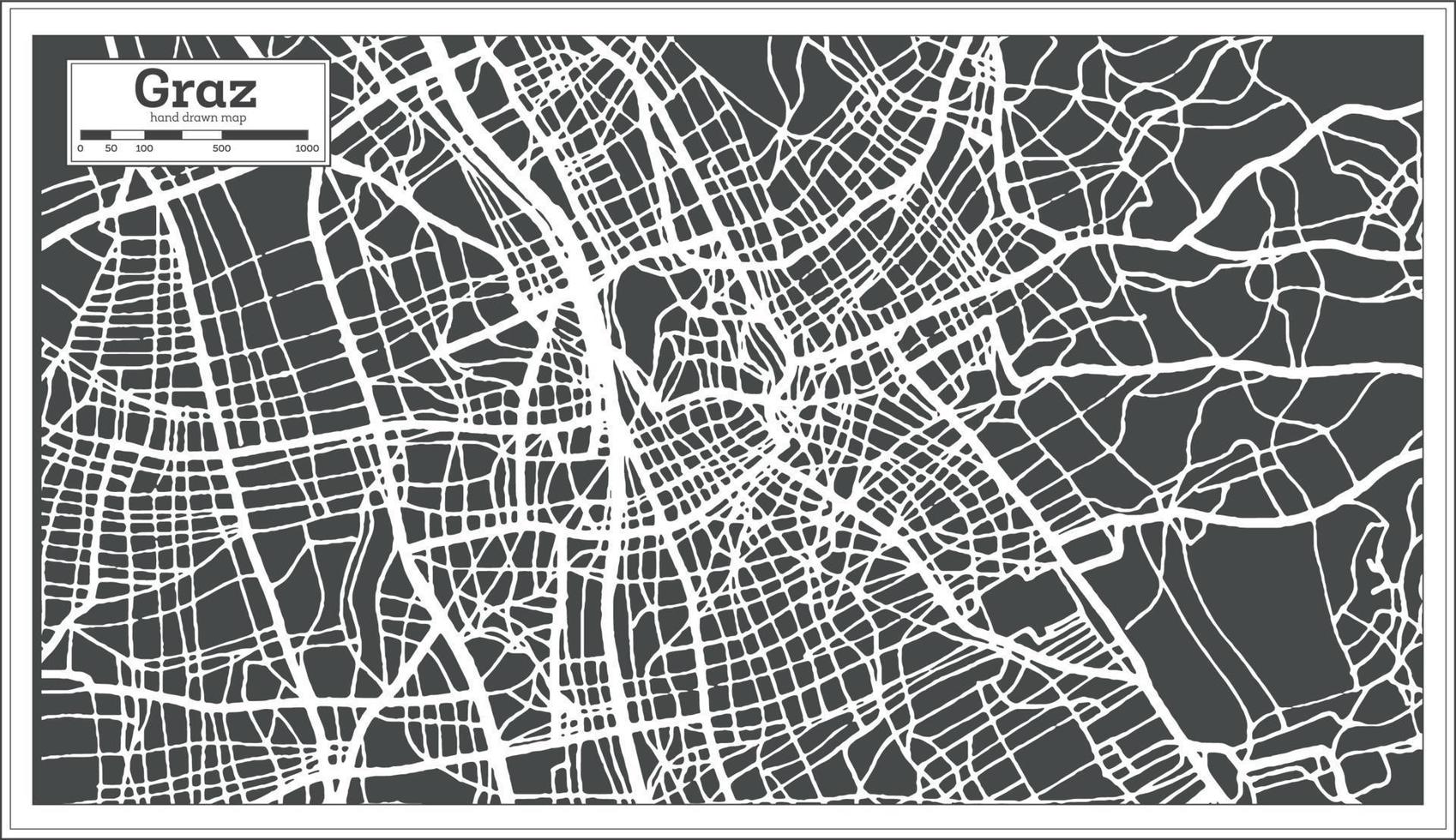 mapa de la ciudad de graz austria en estilo retro. esquema del mapa. vector