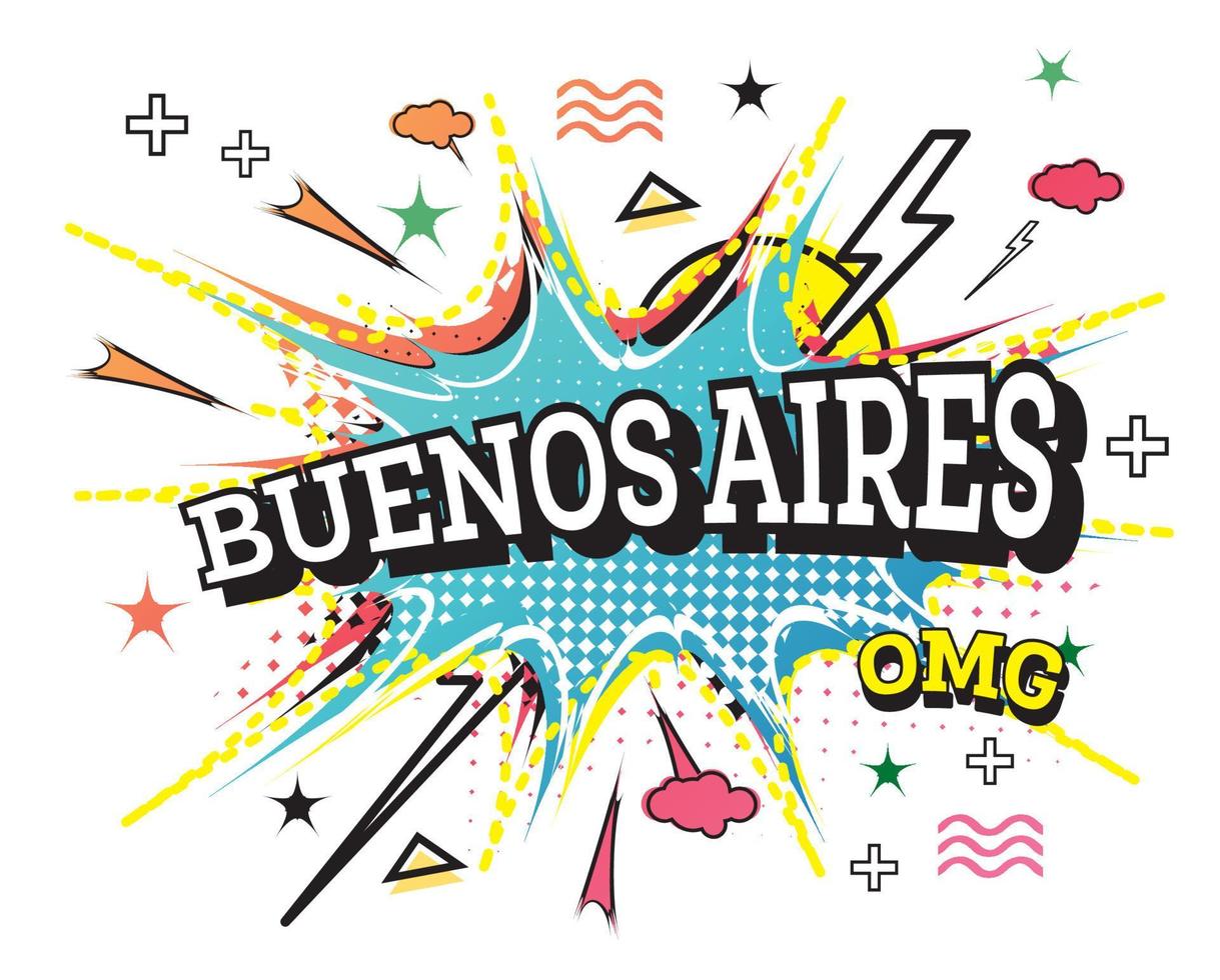 Buenos Aires Comic Text in Pop Art Style Isolated on White Background. vector