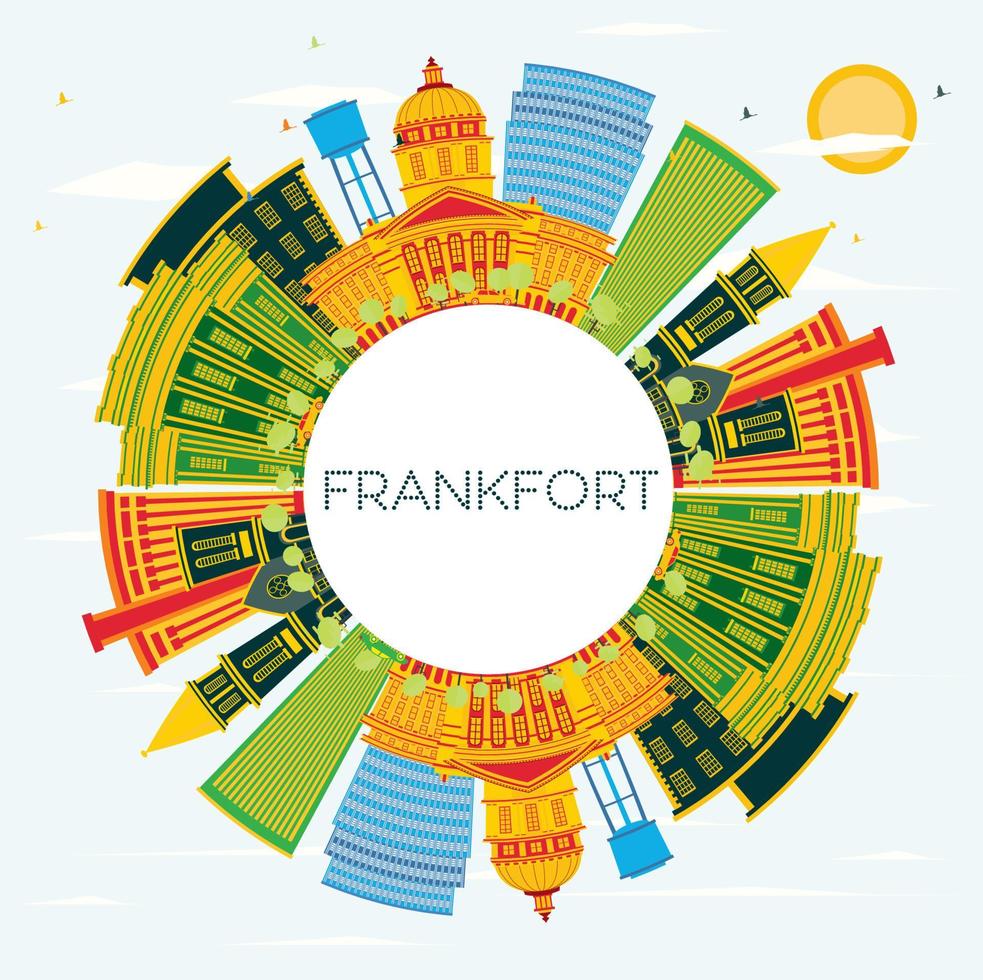 horizonte de la ciudad de frankfort kentucky usa con edificios de color, cielo azul y espacio de copia. vector