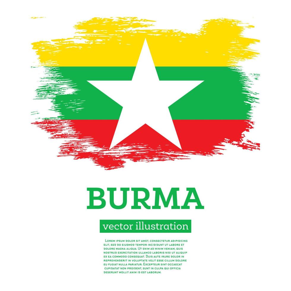 Burma Flag with Brush Strokes. Independence Day. vector