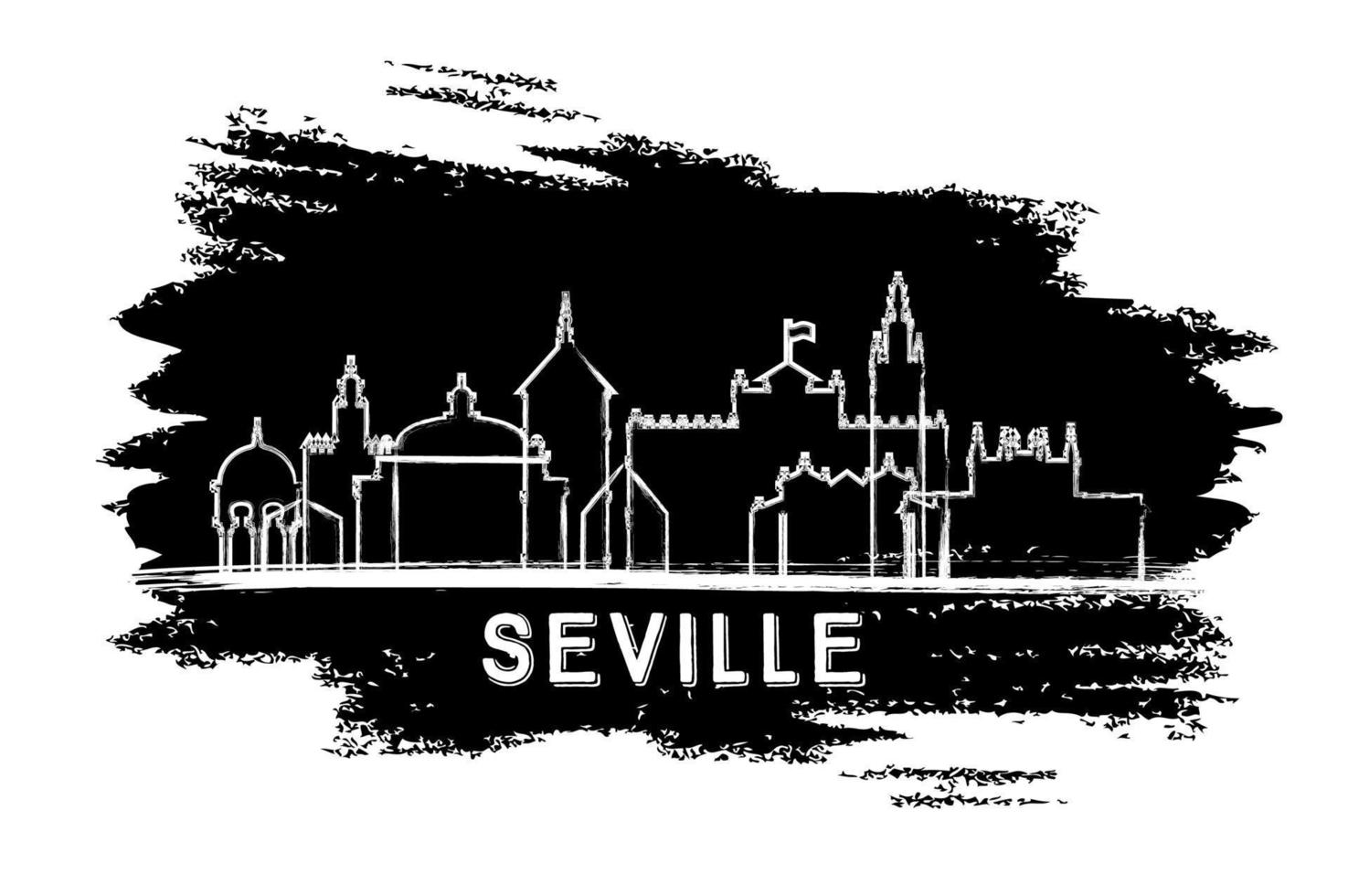 silueta del horizonte de la ciudad de sevilla españa. boceto dibujado a mano. vector