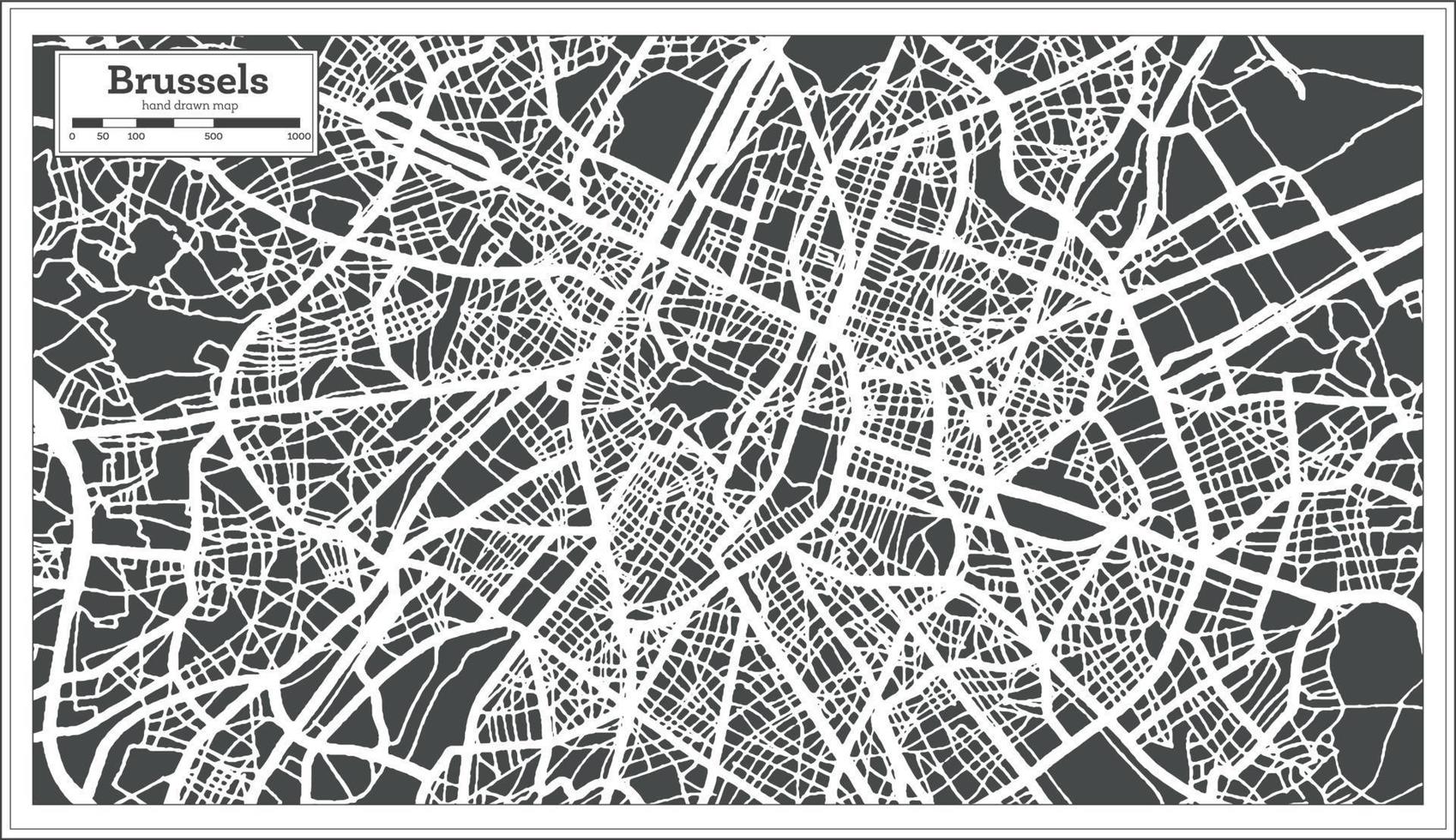 Brussels City Map in Retro Style. Outline Map. vector