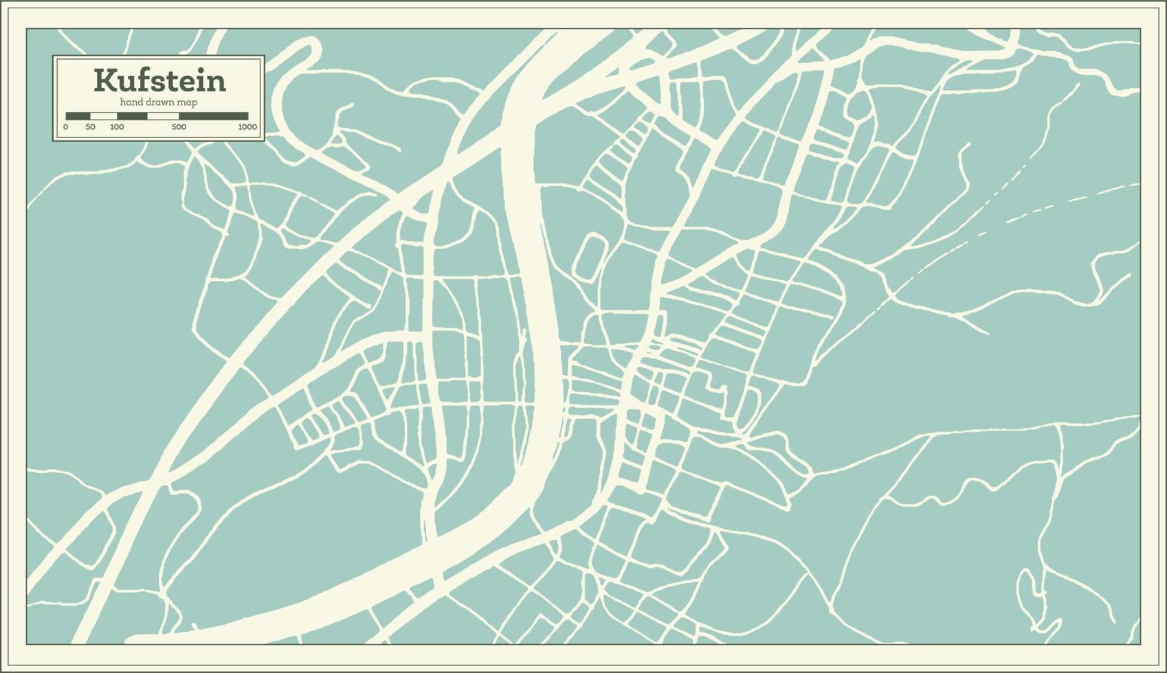 mapa de la ciudad de kufstein austria en estilo retro. esquema del mapa. vector