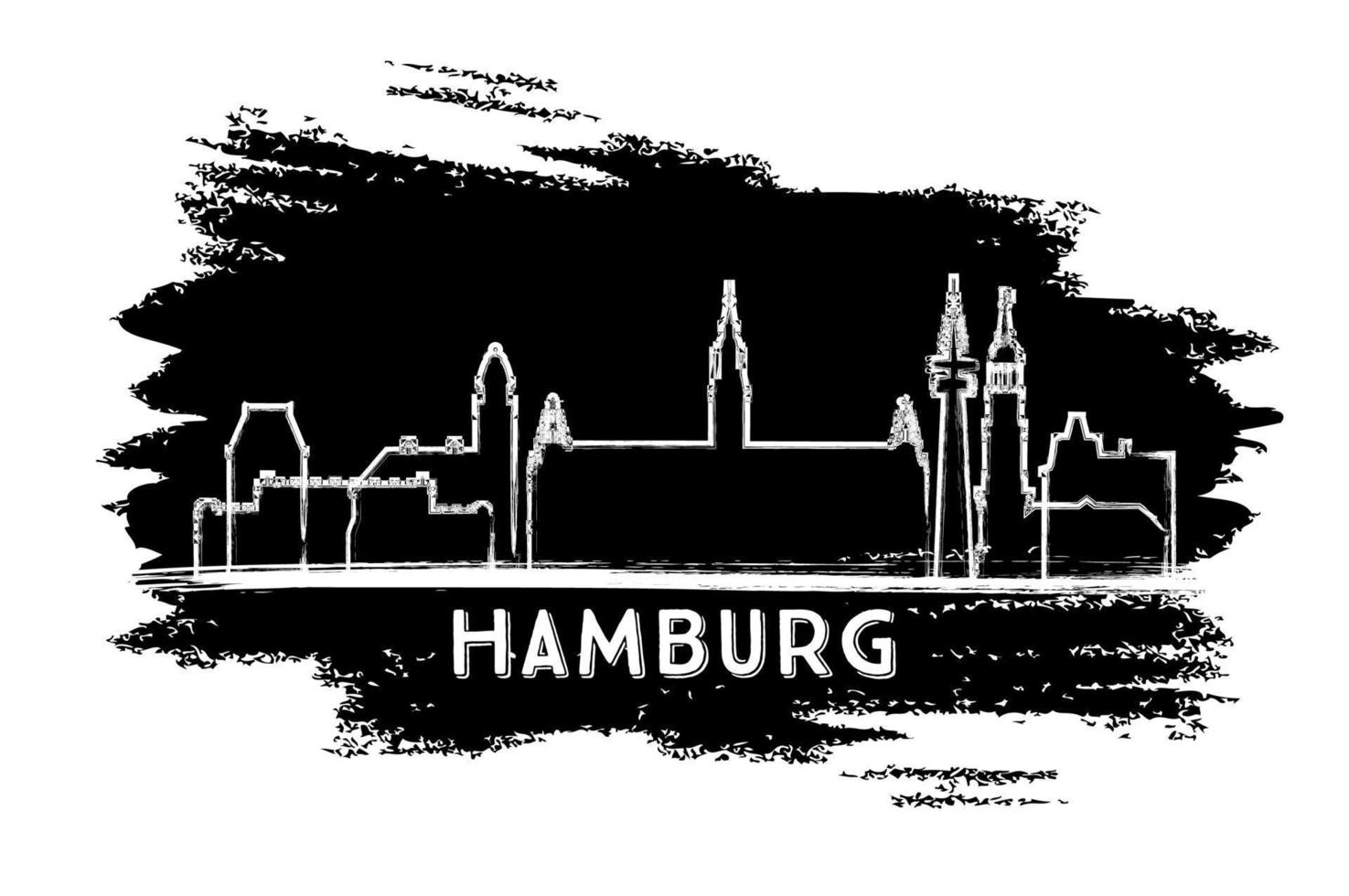 silueta del horizonte de la ciudad de hamburgo, alemania. boceto dibujado a mano. vector