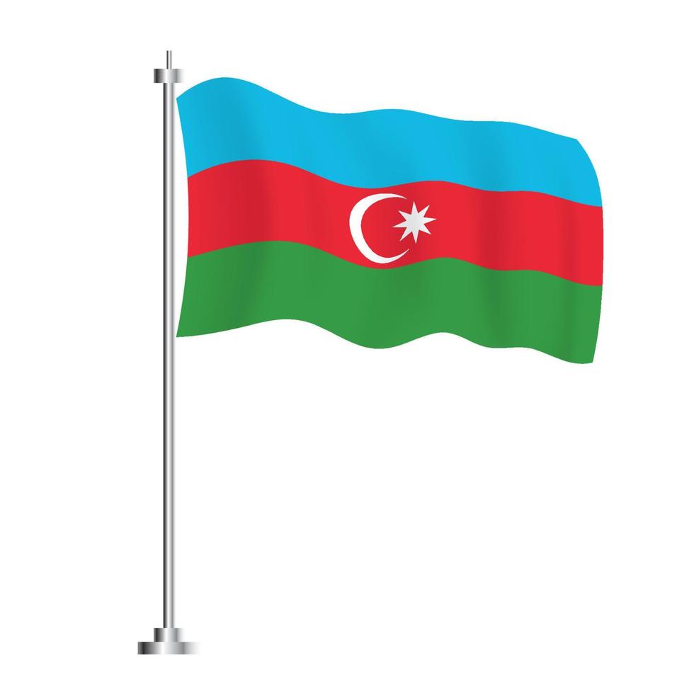 Azerbaijani Flag. Isolated Wave Flag of Azerbaijan Country. vector