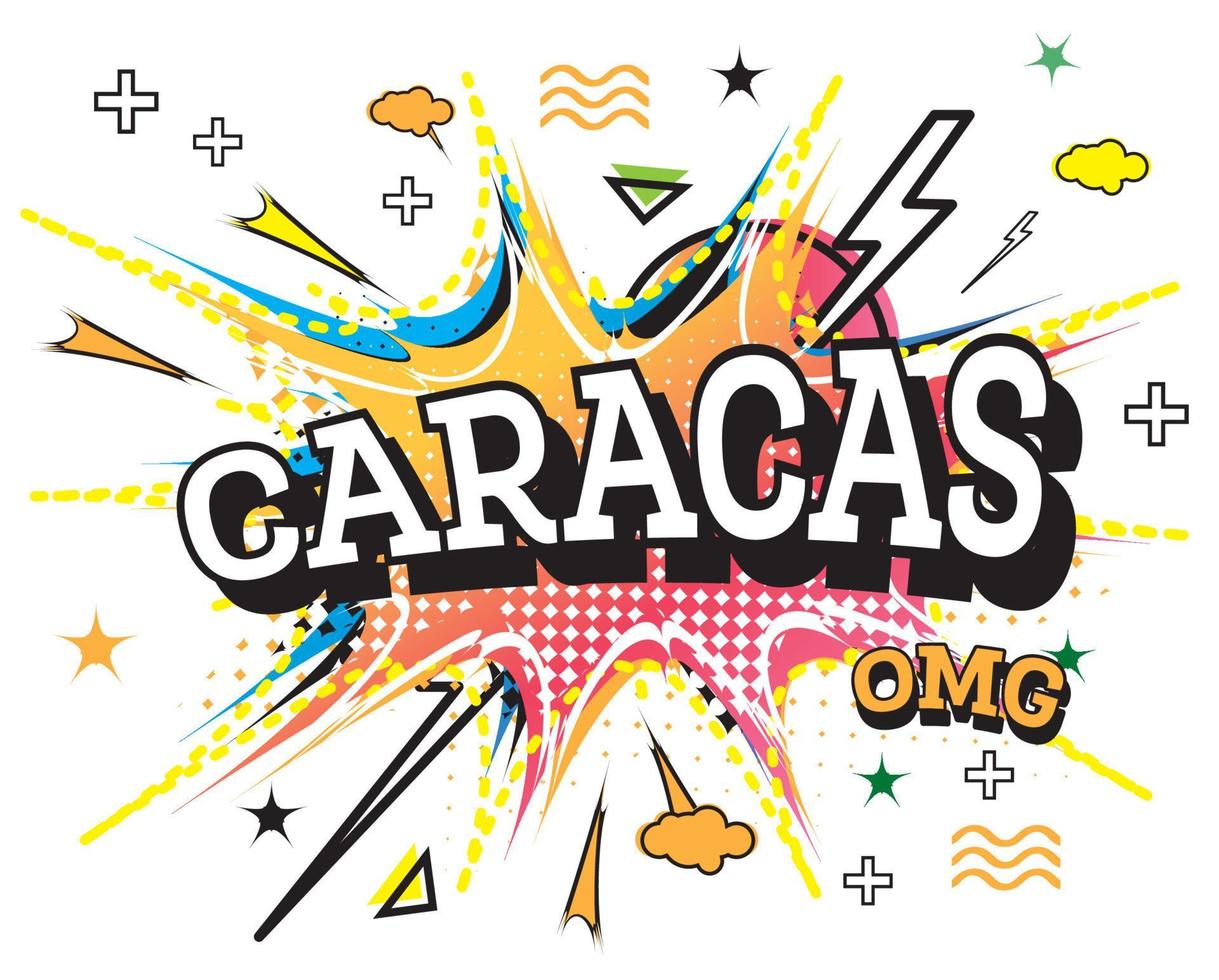 Caracas Comic Text in Pop Art Style Isolated on White Background. vector