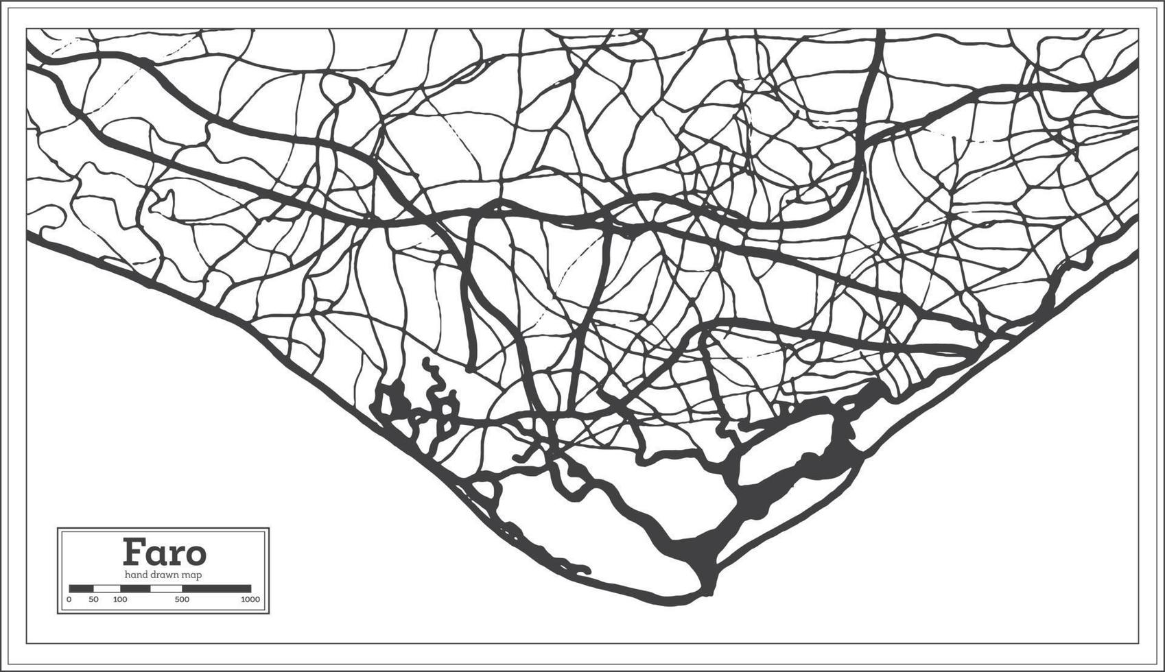 mapa de la ciudad de faro portugal en estilo retro. esquema del mapa. vector