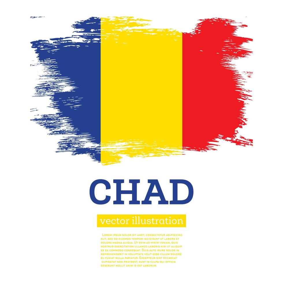 Chad Flag with Brush Strokes. Independence Day. vector