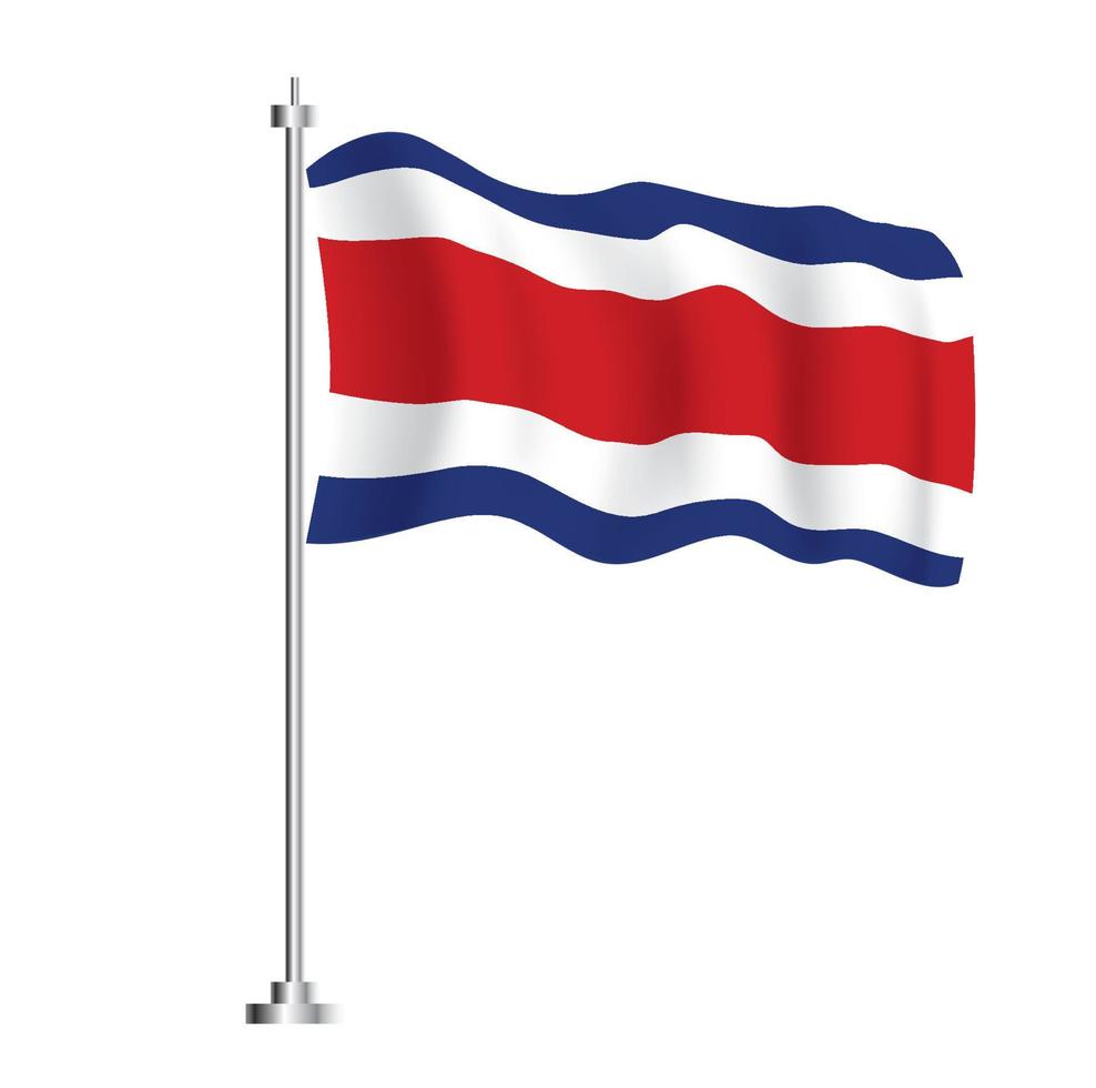 Costa Rica Flag. Isolated Wave Flag of Costa Rica Country. vector