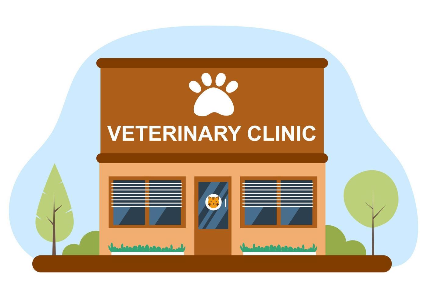 Veterinary clinic or pet hospital in flat design. vector