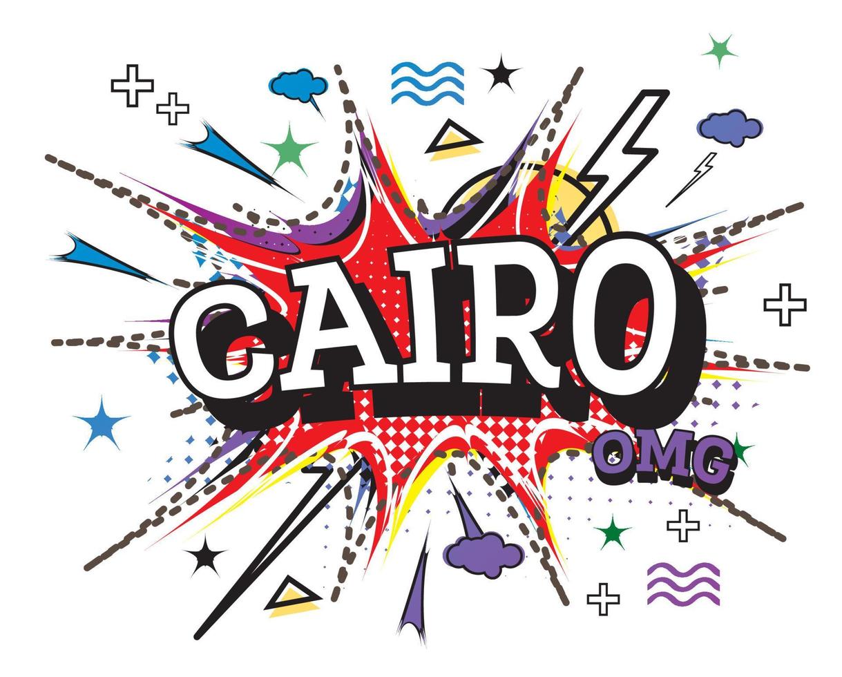 Cairo Comic Text in Pop Art Style Isolated on White Background. vector