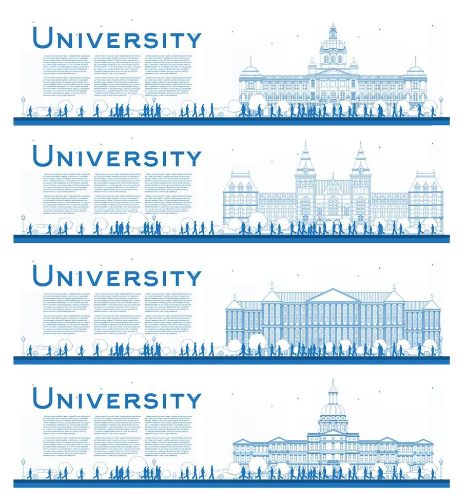 Outline Set of University Campus Study Banners. vector